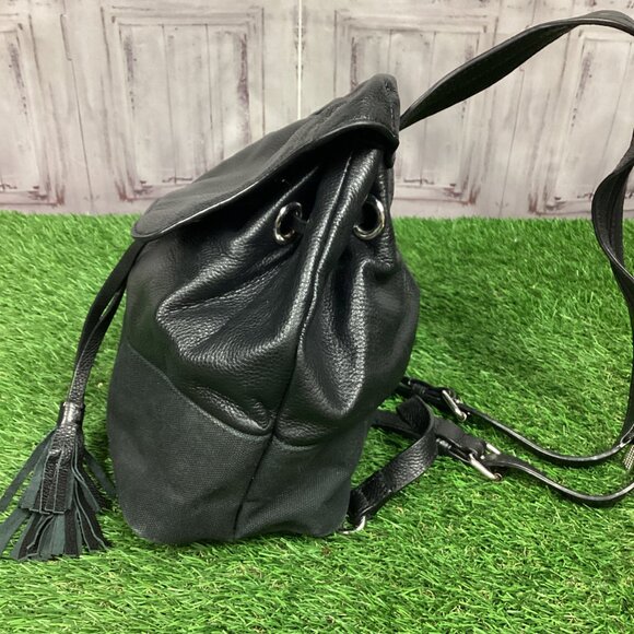 Rebecca Minkoff Mansfield Convertible Backpack Black Leather & Canvas - Picture 4 of 16